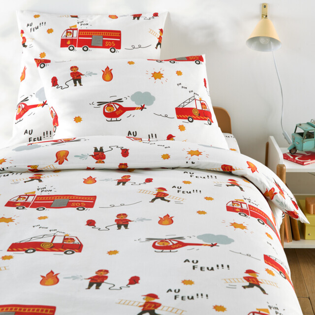 Pompier Bis Firefighter Print 30% Recycled Cotton Child's Duvet Cover - image 1