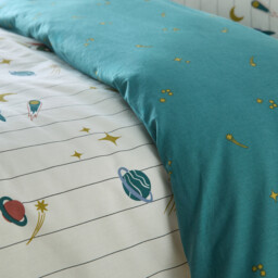 Egor Rocket Print 30% Recycled Washed Cotton Child's Duvet Cover - thumbnail 3