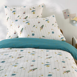 Egor Rocket Print 30% Recycled Washed Cotton Child's Duvet Cover - thumbnail 1
