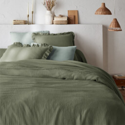 Kumla Plain Cotton Muslin Ruffled Pillowcase - thumbnail 3