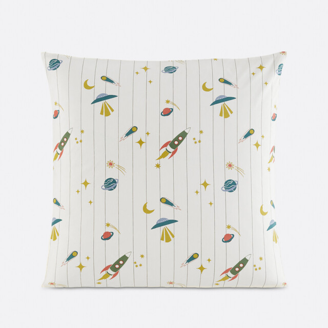 Egor Rocket Print 30% Recycled Washed Cotton Child's Pillowcase - image 1
