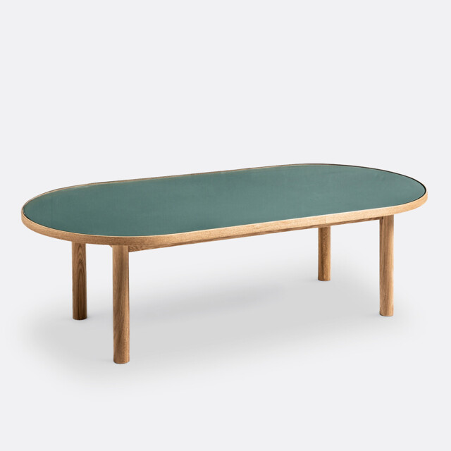 Evergreen Oak Veneer and Glass Coffee Table - image 1
