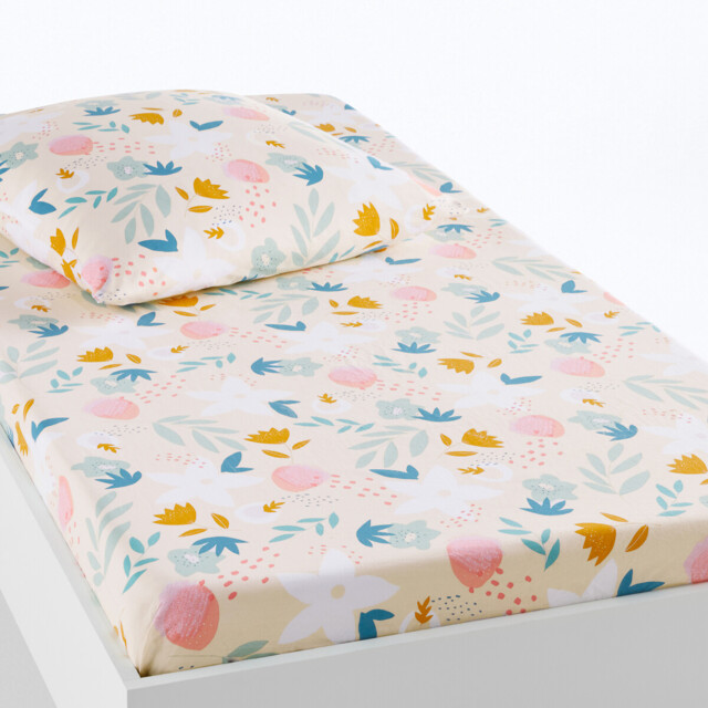 Vahina Floral 100% Organic Cotton Fitted Sheet
