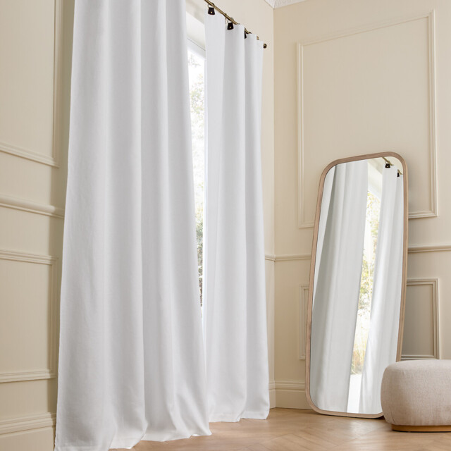 Private Washed Linen Curtain with Leather Tab Top Header - image 1