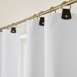 Private Washed Linen Curtain with Leather Tab Top Header - thumbnail 4