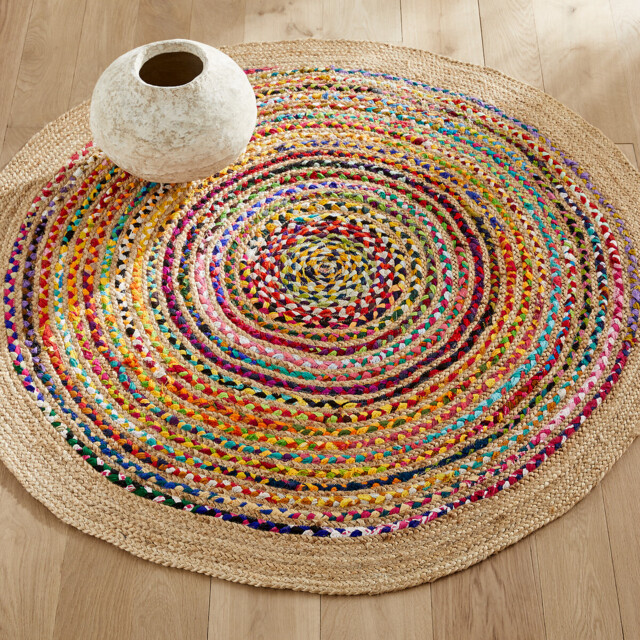 Jaco 150cm Diameter Colourful Jute & Recycled Cotton Rug - image 1