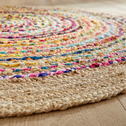 Jaco 150cm Diameter Colourful Jute & Recycled Cotton Rug - thumbnail 3