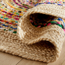 Jaco 150cm Diameter Colourful Jute & Recycled Cotton Rug - thumbnail 4