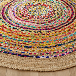 Jaco 150cm Diameter Colourful Jute & Recycled Cotton Rug - thumbnail 2