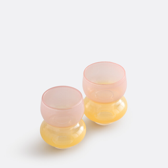Set of 2 Solya Two-Tone Glass Candleholders Height 8cm - image 1