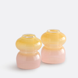 Set of 2 Solya Two-Tone Glass Candleholders Height 8cm - thumbnail 4