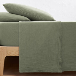 Kumla Plain Cotton Muslin Flat Sheet - thumbnail 1