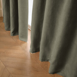 Private Washed Linen Curtain with Leather Tab Top Header - thumbnail 2