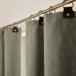 Private Washed Linen Curtain with Leather Tab Top Header - thumbnail 3