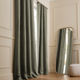 Private Washed Linen Curtain with Leather Tab Top Header - thumbnail 1