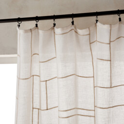Oulya Embroidered Cotton & Linen Voile Curtain - thumbnail 2