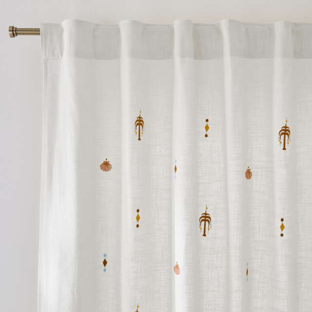 Nizar Embroidered Tropical Cotton Curtain and Concealed Tab Top - image 1