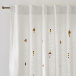 Nizar Embroidered Tropical Cotton Curtain and Concealed Tab Top - thumbnail 1