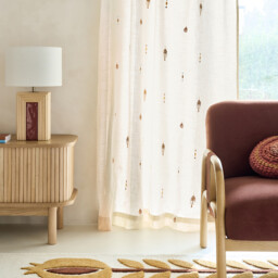 Nizar Embroidered Tropical Cotton Curtain and Concealed Tab Top - thumbnail 3