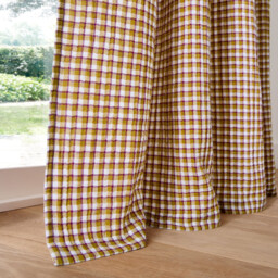Ninon Gingham Print Cotton Muslin Curtain with Rings - thumbnail 4