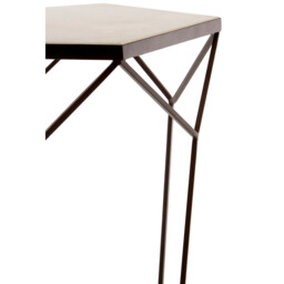 Pentagonal Side Table with Marble Top and Matte Black Iron Legs - thumbnail 4