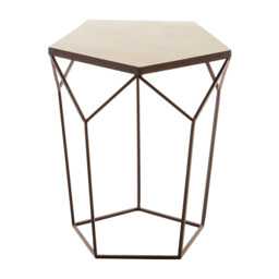 Pentagonal Side Table with Marble Top and Matte Black Iron Legs - thumbnail 2