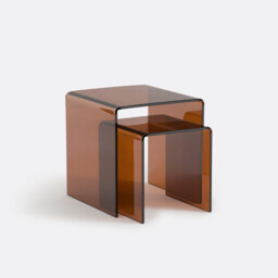 Set of 2 Joan Nesting Side Tables in Tempered Glass - thumbnail 1