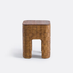 Dhalia Bedside Table in Solid Teak and Woven Rattan - thumbnail 3