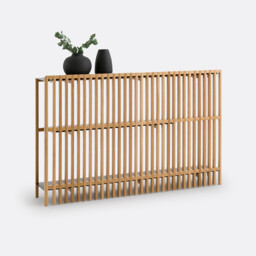 Jac Solid Oak & Metal Slatted Console Table - thumbnail 4
