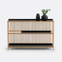 Jac Solid Oak & Metal Slatted Console Table - thumbnail 3