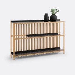 Jac Solid Oak & Metal Slatted Console Table