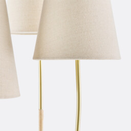 Amaya Brass, Linen & Rattan Triple Floor Lamp - thumbnail 3