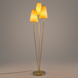 Amaya Brass, Linen & Rattan Triple Floor Lamp - thumbnail 2