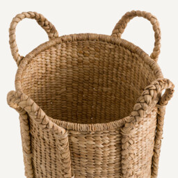 Tima High Round Basket in Water Hyacinth with 4 Handles - thumbnail 3