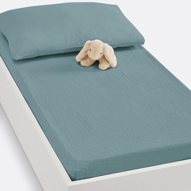 Fitted Sheet For Cot in Plain Cotton Muslin, Kumla