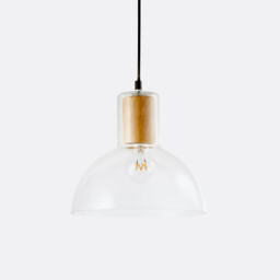 Lizia 24.5cm Glass & Wood Ceiling Lightshade - thumbnail 1
