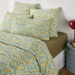 Hanoi Floral Print Washed Cotton Duvet Cover - thumbnail 1
