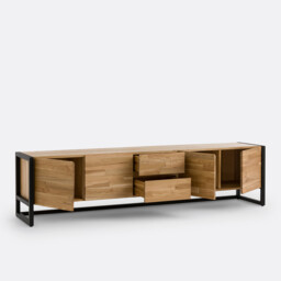 Hiba Oak and Veneered TV Stand L200cm - thumbnail 4