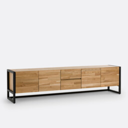 Hiba Oak and Veneered TV Stand L200cm - thumbnail 3