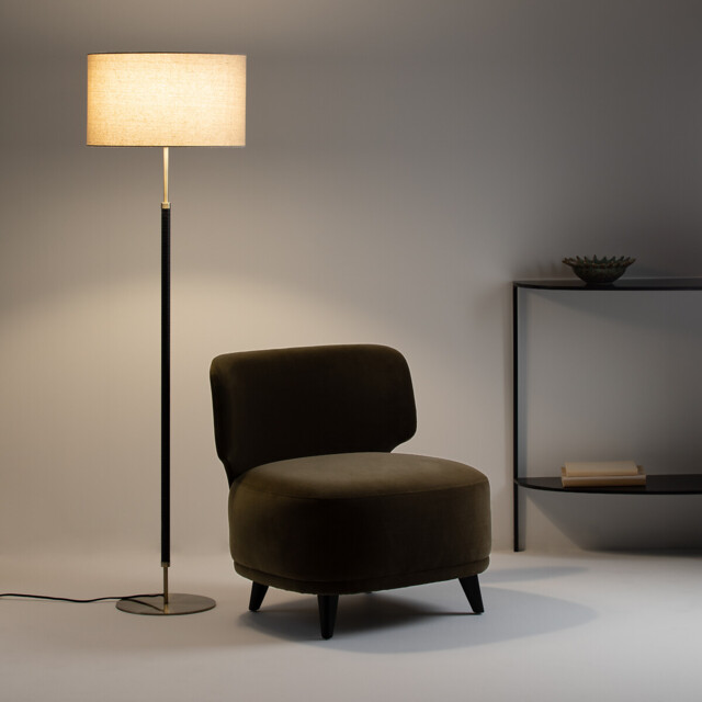 Jihana Brass Metal & Linen Floor Lamp - image 1