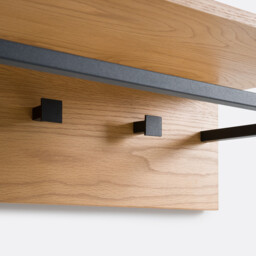 Alvan Steel and Oak Veneer Metal Coat Rack - thumbnail 4