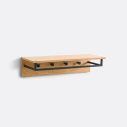 Alvan Steel and Oak Veneer Metal Coat Rack