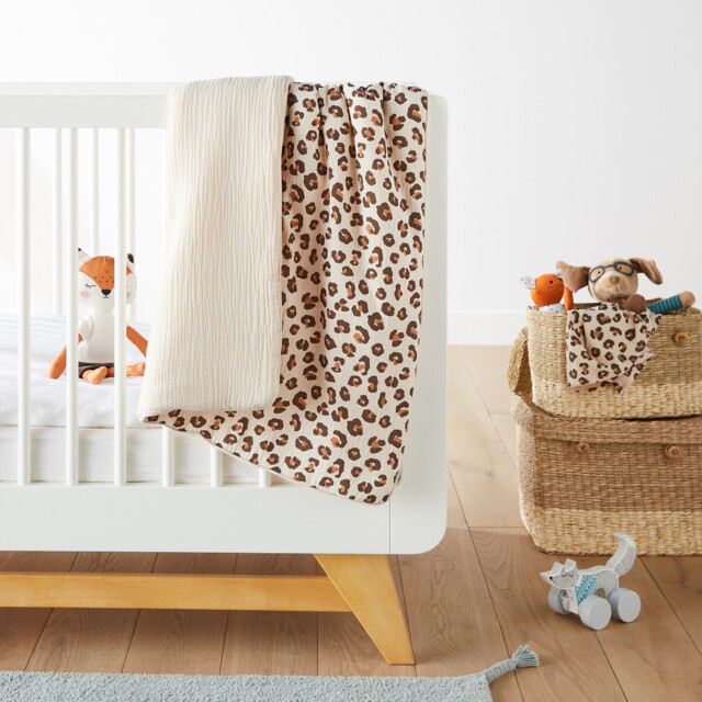 Kumla Leopard Print Cotton Muslin Baby Blanket - image 1