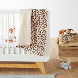 Kumla Leopard Print Cotton Muslin Baby Blanket - thumbnail 1