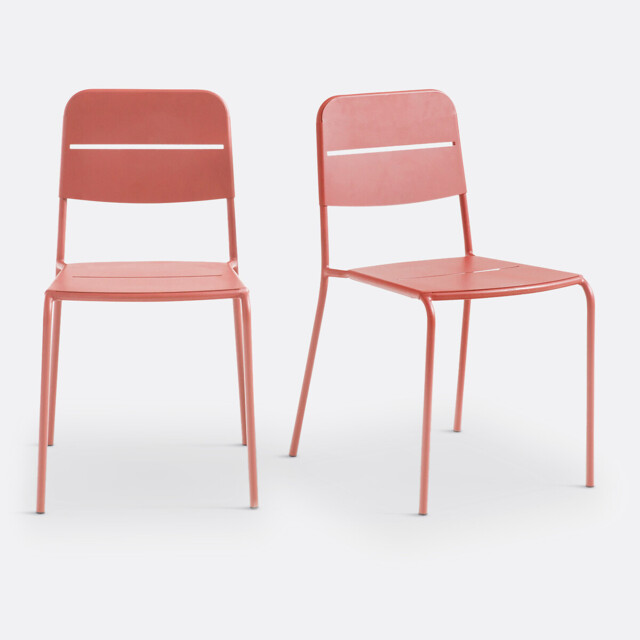 Set of 2 Dune Steel Metal Garden Chairs - image 1