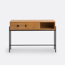 Clara Oak Veneer Console Table with Storage - thumbnail 3