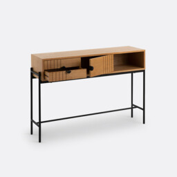 Clara Oak Veneer Console Table with Storage - thumbnail 4