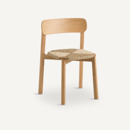 Batignolles Stacking Chair in Oak, Veneer and Straw, Designed By Emmanuel Gallina - thumbnail 1