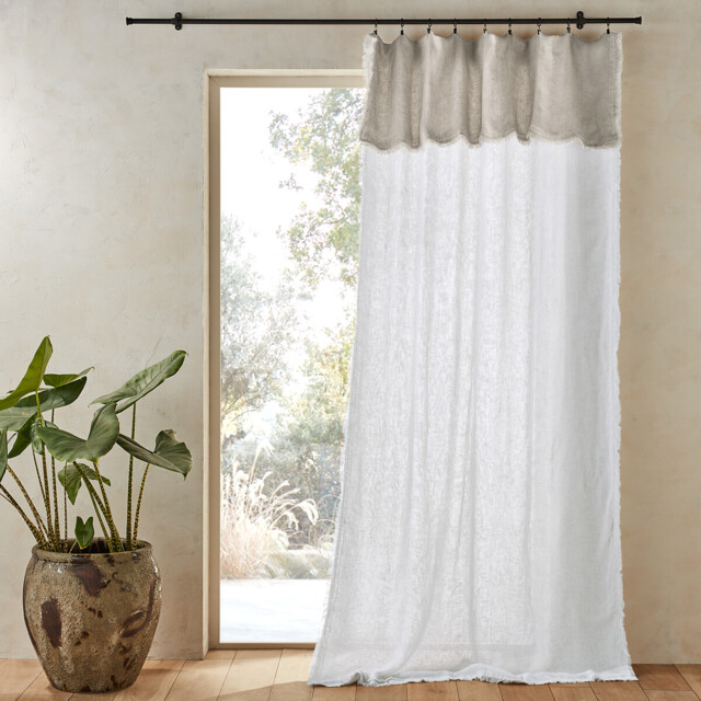 Beha Two-Tone Sheer Linen Voile Curtain Panel - image 1