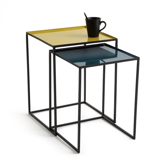 Set of 2 Tivara Square Nesting Side Tables in Steel - image 1